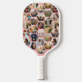 Geometrisches Hexagon-Muster-FotoCollage Pickleball Schläger (Vorderseite)