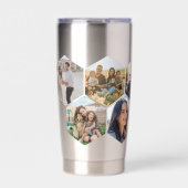 Geometrisches Hexagon-Muster-FotoCollage Thermobecher (Vorderseite)