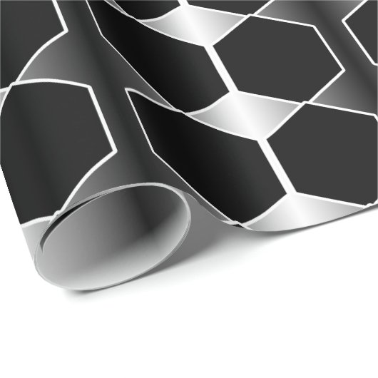 Geometrisches Hexagon-Muster für Schwarz und Silbe Geschenkpapier (Rolleneckpunkt)