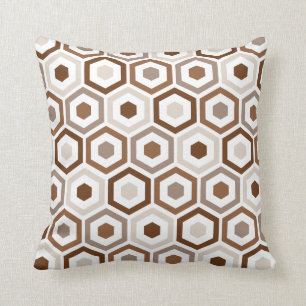 Geometrisches Hexagon-Muster-Kissen   beige Brown Kissen