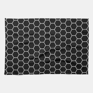 Geometrisches Hexagon-Schwarzweiss-Muster Handtuch