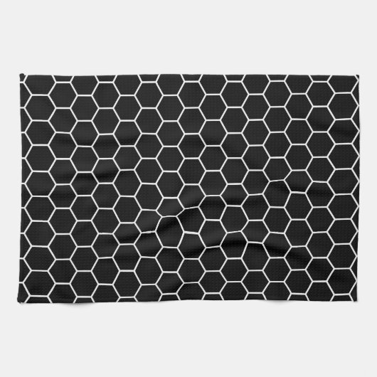 Geometrisches Hexagon-Schwarzweiss-Muster Handtuch (Horizontal)