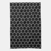Geometrisches Hexagon-Schwarzweiss-Muster Handtuch (Vertikal)