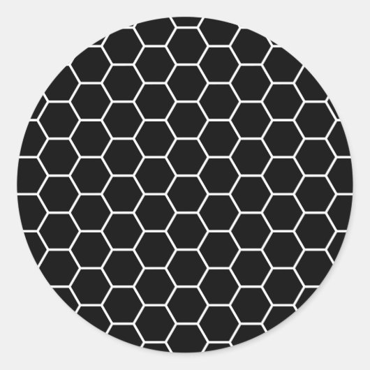 Geometrisches Hexagon-Schwarzweiss-Muster Runder Aufkleber (Vorderseite)