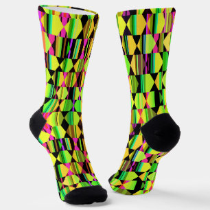 Geometrisches Hexagon und Dreieck in Gelb und Schw Socken