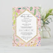 Geometrisches Hexagon w Pale Pastel Watercolor Flo Einladung (Stehend Vorderseite)