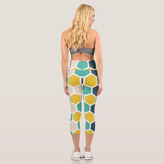 Geometrisches Hexagonal Capri Leggings (Rückseite)