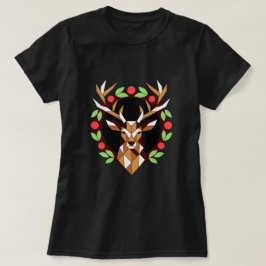 Geometrisches Hirschkranz-Weihnachts-Shirt T-Shirt