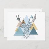 Geometrisches Hirschportrait Postkarte (Vorne/Hinten)