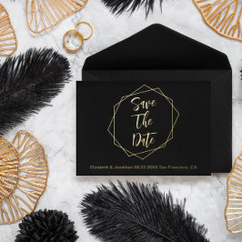 Geometrisches Hochzeitschema speichern das Datum Folie Einladungspostkarte