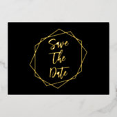 Geometrisches Hochzeitschema speichern das Datum Folieneinladung (Vorderseite)