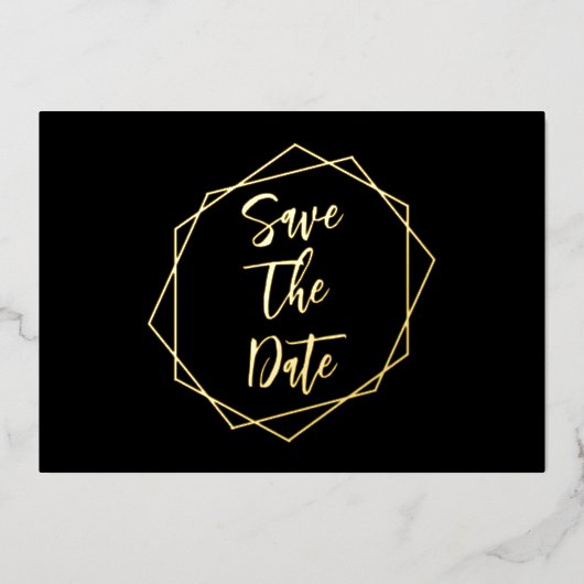 Geometrisches Hochzeitschema speichern das Datum Folieneinladung (Vorderseite)