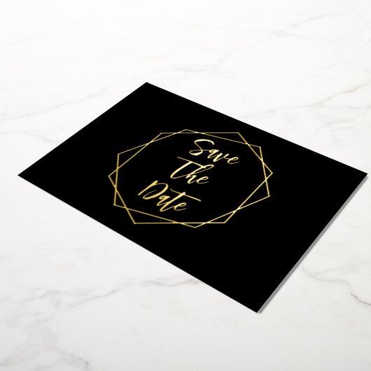 Geometrisches Hochzeitschema speichern das Datum Folieneinladung (Gedreht)
