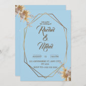 Geometrisches Hochzeitsfest mit Gold Einladung (Vorne/Hinten)