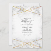 Geometrisches HochzeitsFoto aus Gold Marble Einladung (Vorderseite)