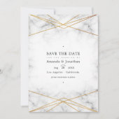 Geometrisches HochzeitsFoto aus Gold Marble Save The Date (Vorderseite)