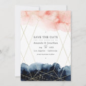 Geometrisches HochzeitsFoto für Navy und Blush Wat Save The Date (Vorderseite)