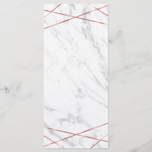 Geometrisches Hochzeitsmenü der Rose White Marble Menükarte (Rückseite)