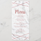 Geometrisches Hochzeitsmenü der Rose White Marble Menükarte (Vorderseite)
