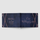 Geometrisches Hochzeitsmonogramm für Navy Blue & R Gästebuch (Voll)