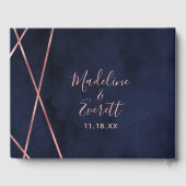 Geometrisches Hochzeitsmonogramm für Navy Blue & R Gästebuch (Rückseite)