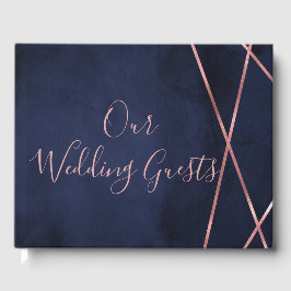 Geometrisches Hochzeitsmonogramm für Navy Blue & R Gästebuch