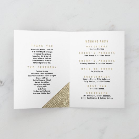 geometrisches Hochzeitsprogramm für Glam-Glitzer Programm (Innenseite)