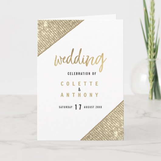 geometrisches Hochzeitsprogramm für Glam-Glitzer Programm (Vorderseite)