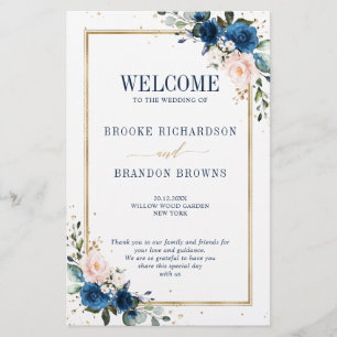 Geometrisches Hochzeitsprogramm für Navy Blue Blus