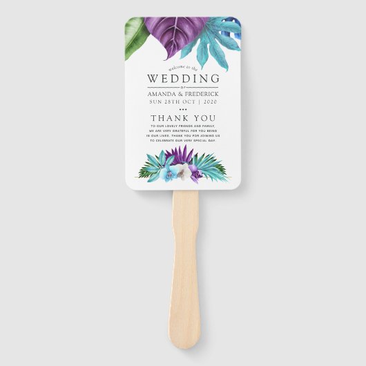 Geometrisches Hochzeitsprogramm für tropische Orch Fächer (Vorderseite)