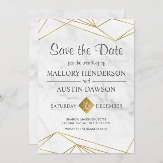 Geometrisches Hochzeitsschreiben speichern Sie die Save The Date (Vorne/Hinten)