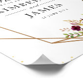 geometrisches Hochzeitszeichen in Burgunder Rot un Poster (Ecke)