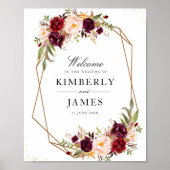 geometrisches Hochzeitszeichen in Burgunder Rot un Poster (Vorne)