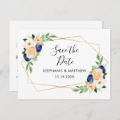 Geometrisches Hochzeitverhalten der Wasserfarben s Ankündigungspostkarte (Vorne/Hinten)