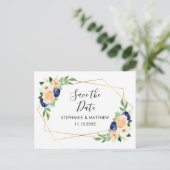 Geometrisches Hochzeitverhalten der Wasserfarben s Ankündigungspostkarte (Stehend Vorderseite)