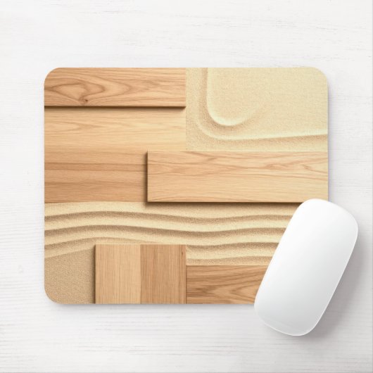 Geometrisches Holz auf Sanddesign Mousepad (Mit Mouse)