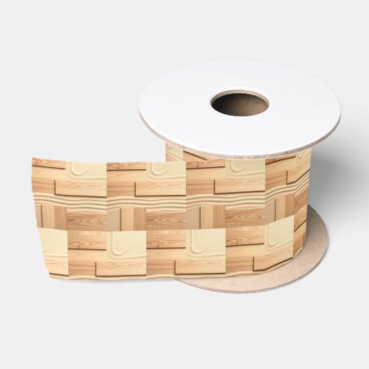 Geometrisches Holz auf Sanddesign Satinband (Spule)