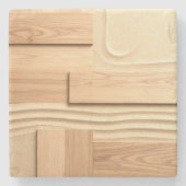 Geometrisches Holz auf Sanddesign Steinuntersetzer (Vorderseite)