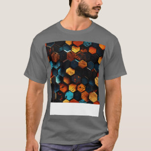 Geometrisches Holz Kristallhexagons in Bernstein u T-Shirt