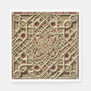 Geometrisches Holzpaneel mit komplexer Dekoration Serviette