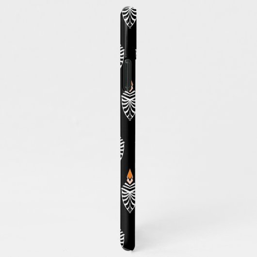 Geometrisches Hoopoe-Vogelmuster auf schwarz iPhone Hülle (Rechte Seite)