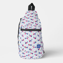 Geometrisches Hundemuster-Schultertasche Crossbody Bag