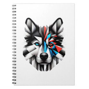 Geometrisches Husky-Gesicht Modernes Art Design Notizblock