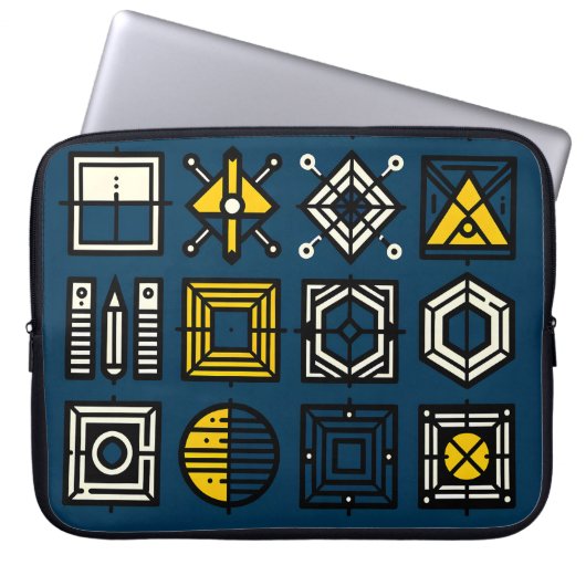 Geometrisches Icon Gitter Notebook-Sieb Laptopschutzhülle (Vorderseite)