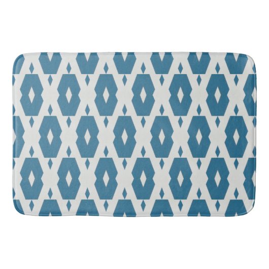 Geometrisches Indigo Diamond Bath Mat Large Badematte (Vorderseite)