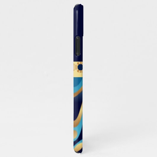 Geometrisches iPhone mit dem Effekt "Navy", "Gold" iPhone Hülle (Rechte Seite)