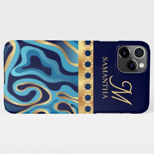 Geometrisches iPhone mit dem Effekt "Navy", "Gold" iPhone Hülle (Rückseite (Horizontal))