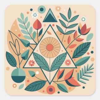 Geometrisches Jungle Foliage Quadratischer Aufkleber