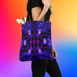 Geometrisches Kaleidoskop Blau Lila und rosa Tasche