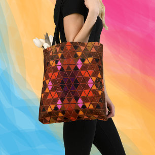 Geometrisches Kaleidoskop Gelb und Rosa Tasche